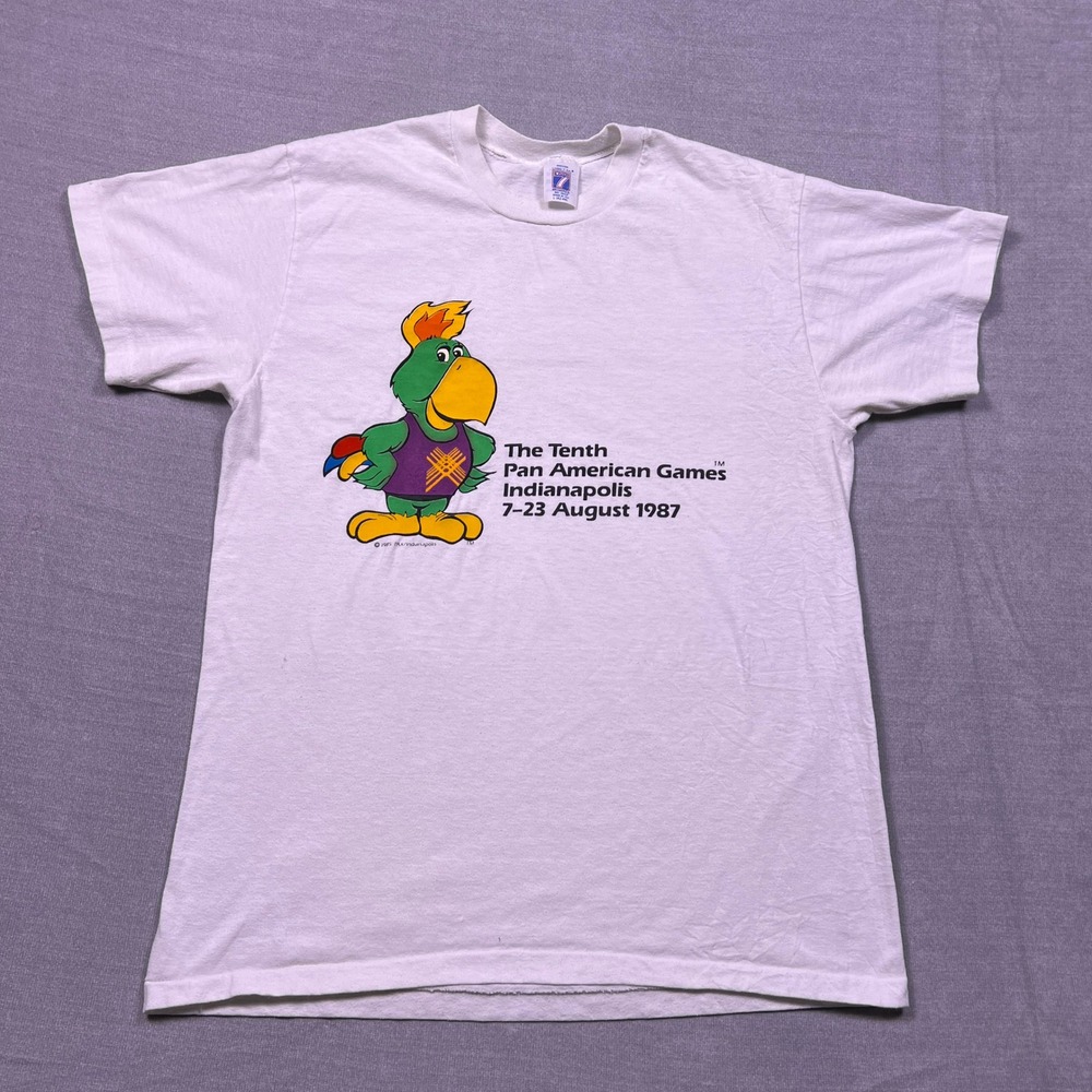 VTG 1987 Pan American Games Parrot Graphic T Shirt Mens Large Logo 7‎  Tee